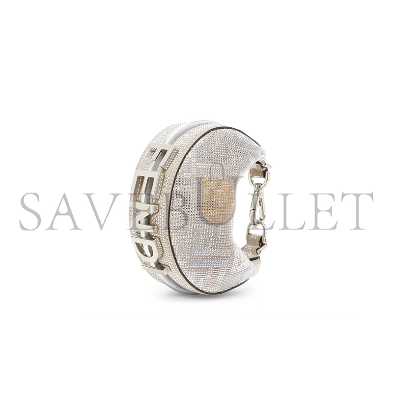 FENDI NANO FENDIGRAPHY SILVER CRYSTALS CHARM 7AS089APKFF1MZK (16.5*14*5cm)